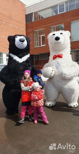 Белый и Черный большой медведь 3м. мишка аниматор