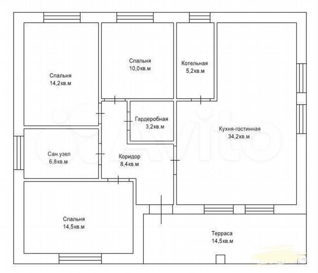 Коттедж 117 м² на участке 8 сот.