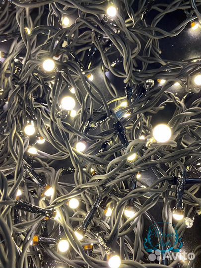 Гирлянда бахрома (каучук) 100 д на 3 метра, теплый