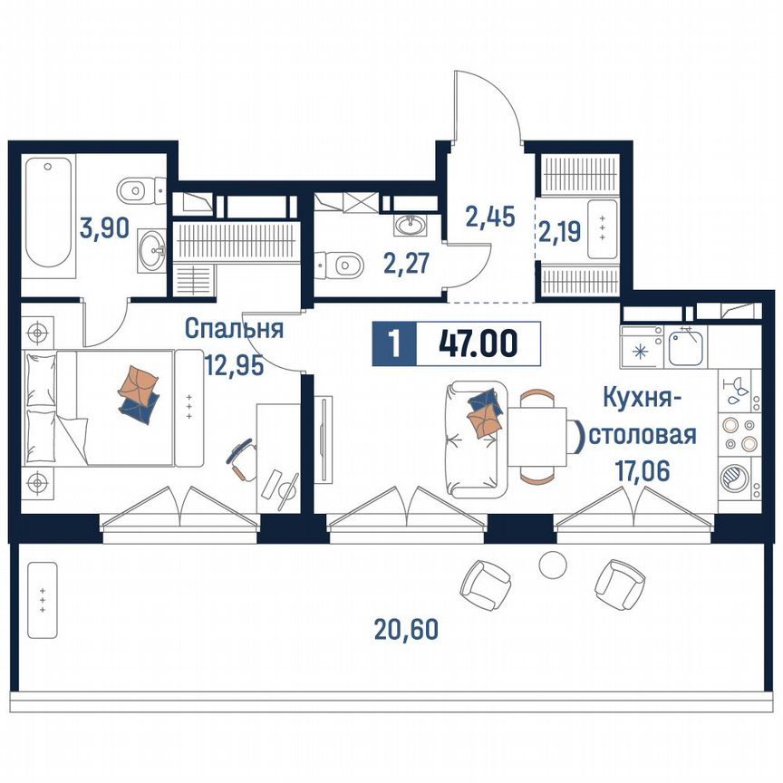 1-к. квартира, 47 м², 18/18 эт.
