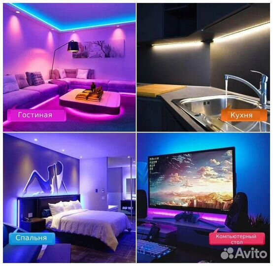 Светодиодная RGB лента с пультом. Цветная