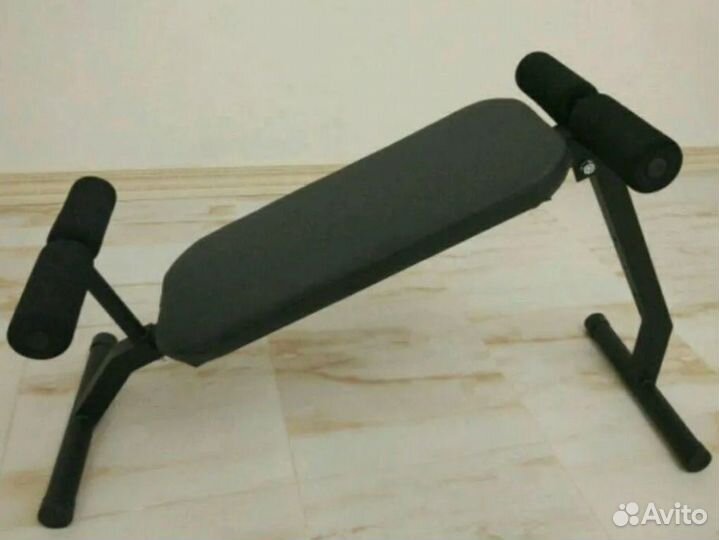 Скамья 2в1 для пресса и спины Черная складная