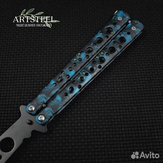 Тренировочный Нож-бабочкa (Skull, TR02-BL)