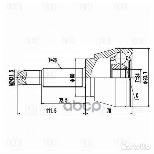 Шрус ssangyong rexton 02- наруж. GO1711 Trialli