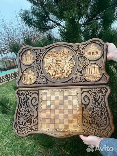Нарды шахмьы ручной работы из дерево
