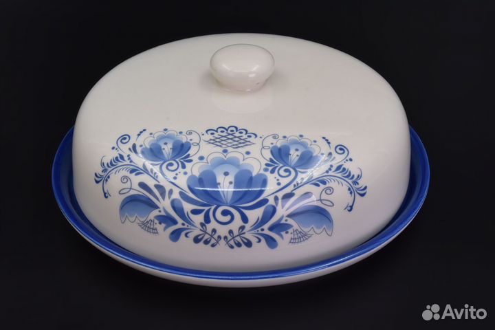 Блюдо д/блинов с/кр 23см синие цветы