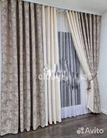 Шторы комплект 3 метровый и тюль