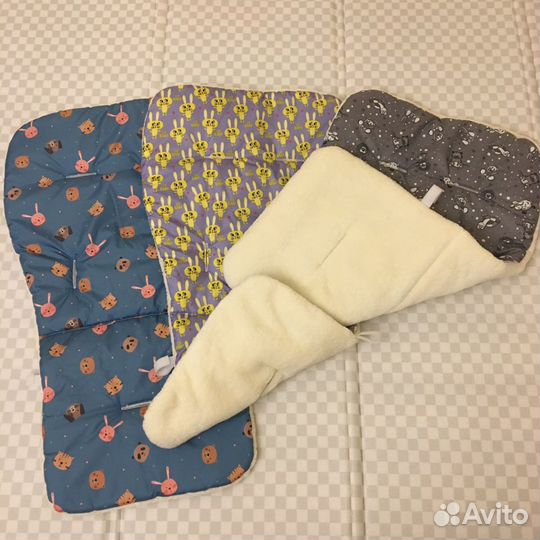 Тёплый меховой матрасик для коляски автокресла