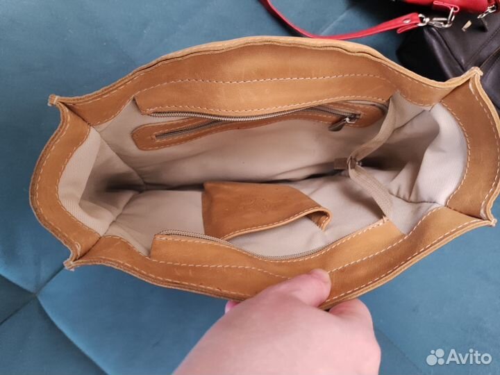 Кожаная сумка шоппер