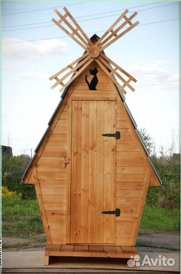 Дачный туалет деревянный с установкой заж 004
