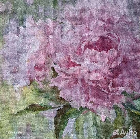 Картина маслом пионы