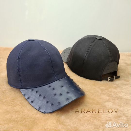 Мужская кепка с козырьком из кожи страуса