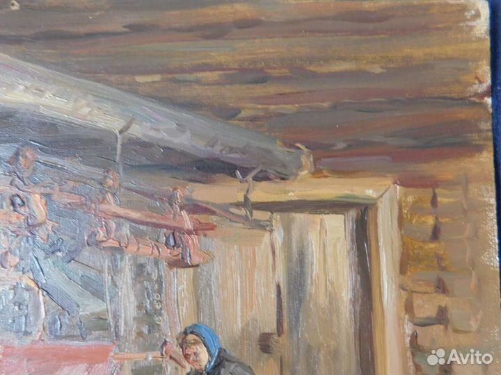 Картина масло картон СССР Юрий Белков 1954 45 х 35