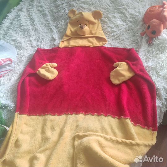 Детский плед с головой и перчатками Винни