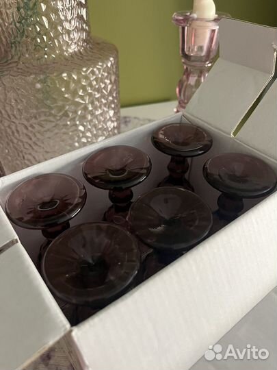 Подарочный набор рюмок розовое стекло 6 шт