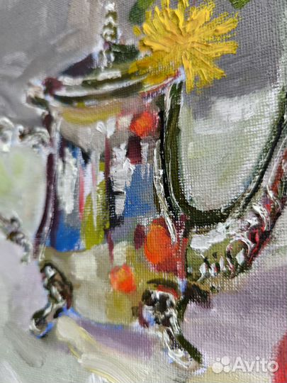 Картина маслом букет с подсолнухами
