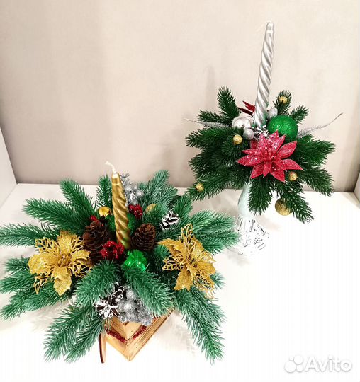 Новогодняя композиция из искуственной ели