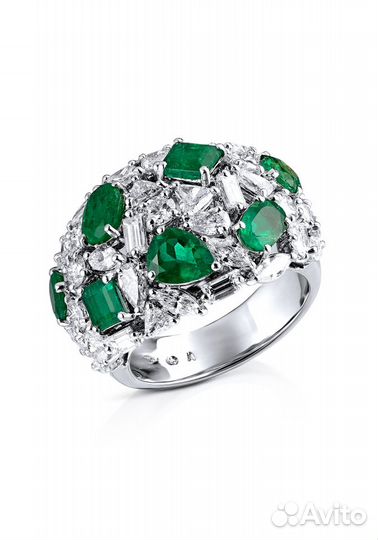 Кольцо RalfDiamonds Emerald and Diamonds White Gol