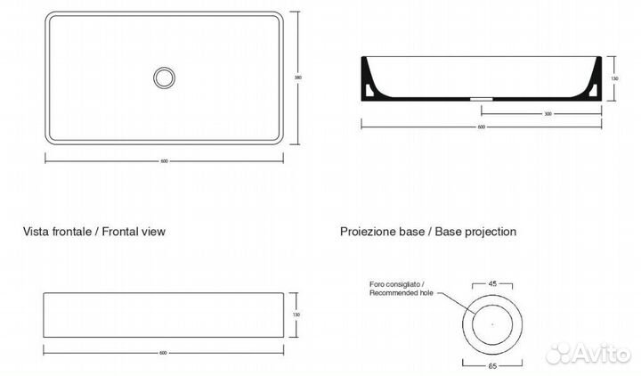 Раковина накладная White Ceramic Slim