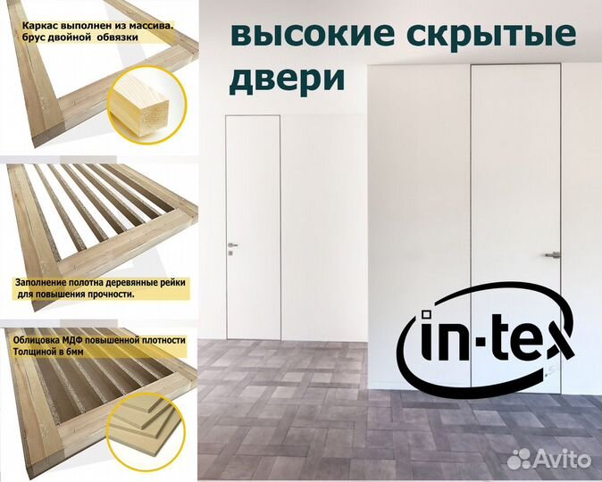 Межкомнатная дверь со скрытыми петлями под покраск