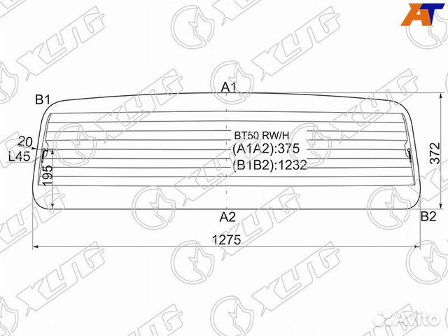 Стекло заднее Mazda BT 50