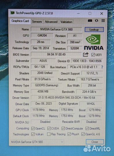 GTX 980-4GB Asus Strix