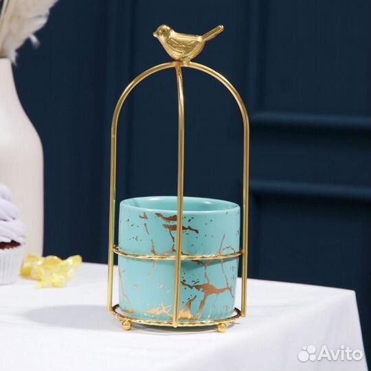 Конфетница керамическая 'Изумруд. Птичка', 220 мл