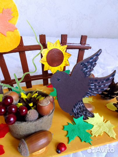 Поделка осенняя дары осени птичка в садик школу