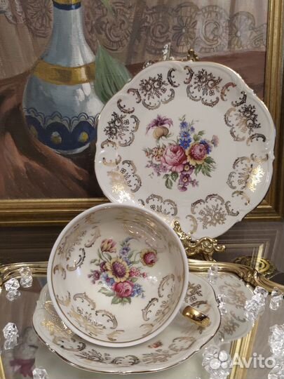 Антикварное чайное трио Bareuther, Германия