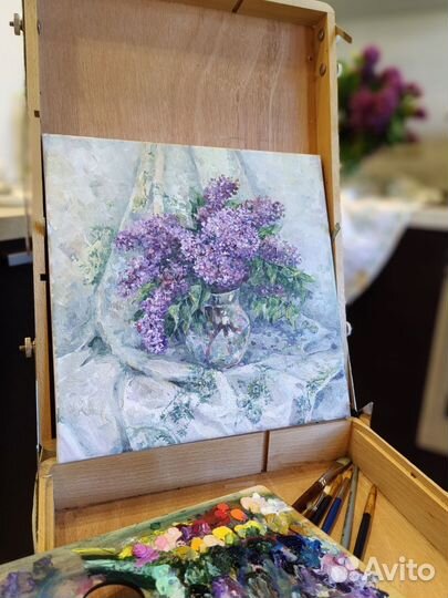 Картина маслом на холсте сирень