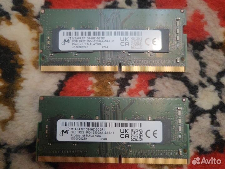 Озу для ноутбука ddr4 8gb crucial 3200hz