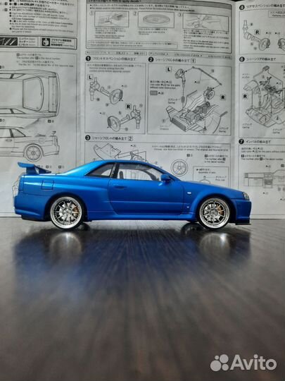 Модель 1/24 nissan skyline r34 gtr aoshima
