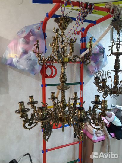 Люстра бронзовая с хрусталем