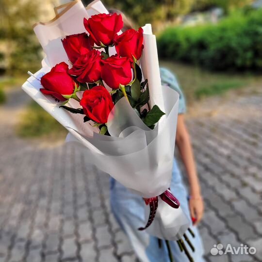 Красные розы 100 см