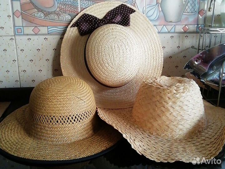 Женские соломенные пляжные шляпки