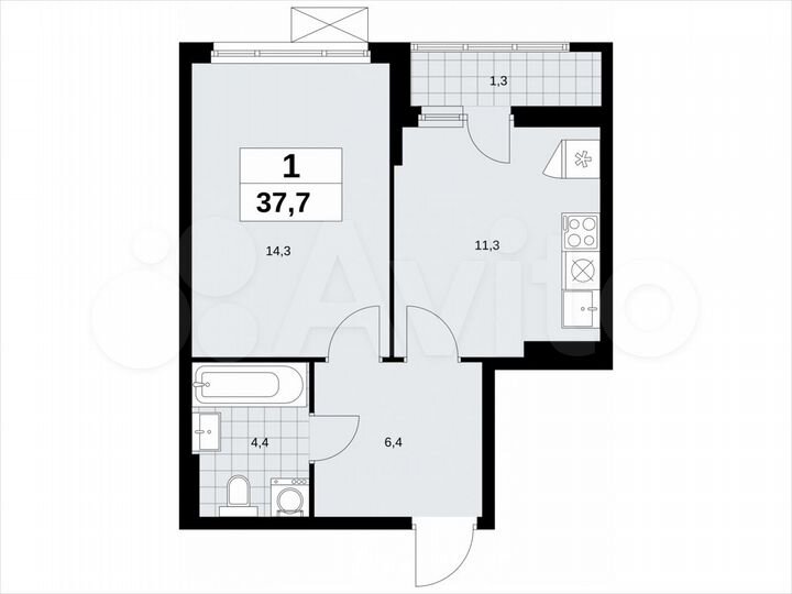 1-к. квартира, 37,7 м², 11/13 эт.