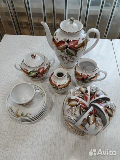 Винтажный:кофейный сервиз 24пр, внегр лфз полный к
