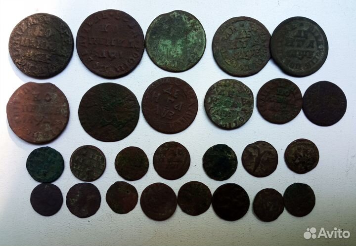 Медные царские монеты Петра-1, 26шт