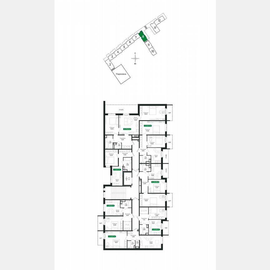 1-к. квартира, 31,4 м², 3/8 эт.