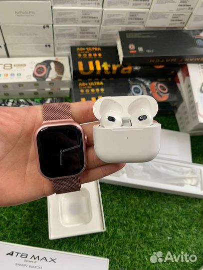 Часы AT8 max + Airpods 3 premium