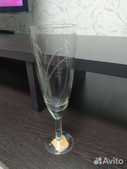 Фужер бокал СССР стекло с гравировкой, 1 штука