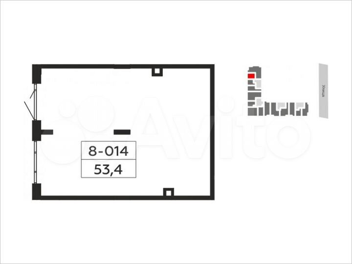 Аренда торговое помещение, площадь 53.4 кв.м