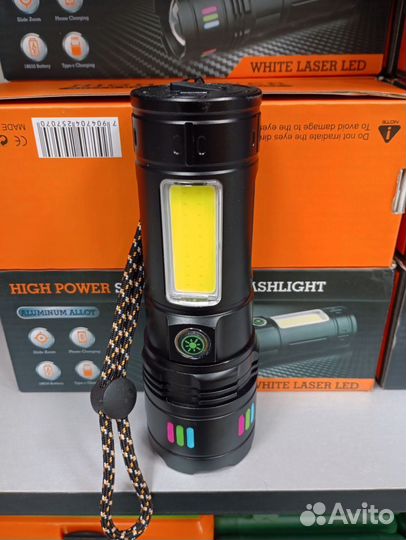 Мощный фонарь 3км встроенный аккумулятор