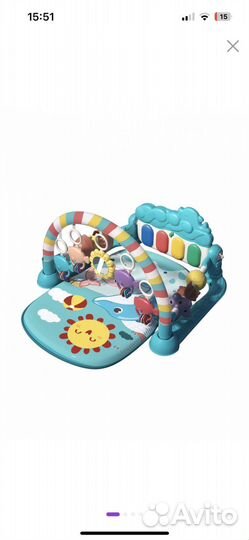 Развивающий коврик с пианино и погремушками новый