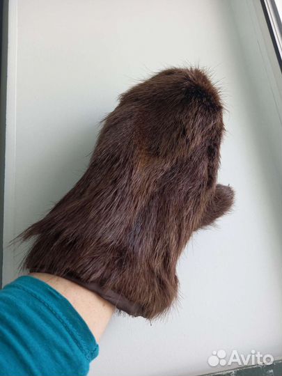 Варежки непромокаемые бобровые натуральный мех