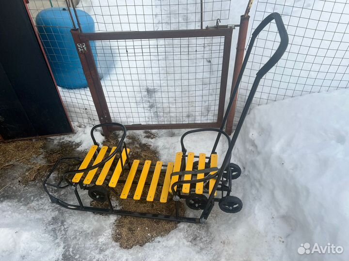 Детские санки для двойни на колесах