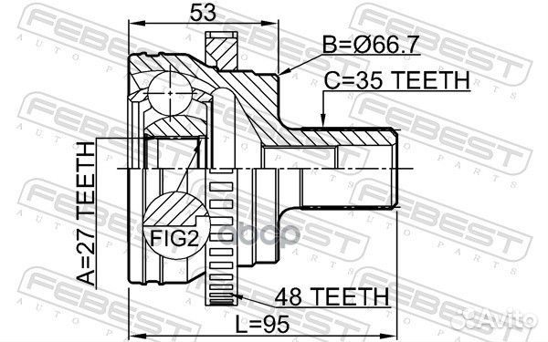 Шрус наружный 27x67x35 1610-220A48 Febest