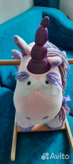 Лошадка единорог качалка деревянная
