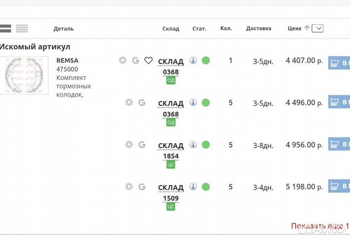 Колодки ручника remsa