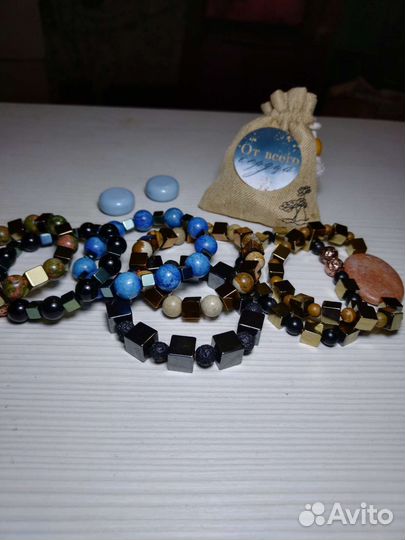 Мужские браслеты, чокеры из натуральных камней